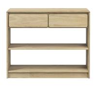 Table console - SALALIS - SAUDA - Chêne - Bois de pin massif - 2 tiroirs et 2 étagères