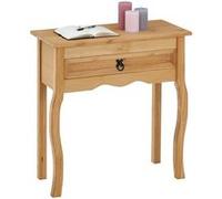Table console SALSA table d'appoint en bois style mexicain avec 1 tiroir, en pin massif finition teintée/cirée Naturel G
