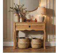 Table console SALSA table d'appoint en bois style mexicain avec 1 tiroir en pin massif finition teintée/cirée