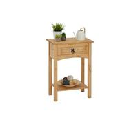 Table console SALSA table d'appoint en bois style mexicain avec 1 tiroir et 1 étagère, en pin massif finition teintée/cirée