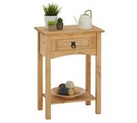 Table console SALSA table d'appoint en bois style mexicain avec 1 tiroir et 1 étagère, en pin massif finition teintée/cirée