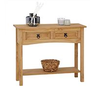 IDIMEX Table Console Salsa, Style Mexicain avec 2 tiroirs et 1 étagère, Table Console idéale pour entrée, en Bois Naturel, en pin Massif Finition teintée/cirée