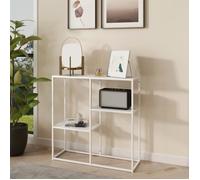 en.casa Table console style intemporel – 3 surfaces de rangement acier 80×80×26 cm Blanc mat