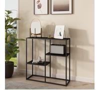 Table console Strömstad avec 3 surfaces de rangement acier 80 x 80 x 26 cm noir mat