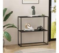 [en.casa] Table Console Style Intemporel Étagère Autoportante Moderne Table d'Appoint avec 2 Surfaces de Rangement pour Acier 80 x 80 x 26 cm Noir Mat