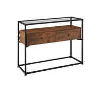 Table console - TECTAKE - Console READING au style industriel en bois et acier 101,5 x 41,5 x 80,5 cm - Bois foncé