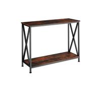 Table console - TECTAKE - Console TACOMA au style industriel en bois et acier 100 x 35 x 80,5 cm - Bois foncé