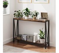 Table console style industriel-SALUTMEUBLE-110x25x76cm- 2 Étagères -MARRON