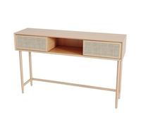 Table Console Table Console en Rotin avec 2 tiroirs, Table d'entrée en Bois, Table de Canapé Longue étroite, Table de Foyer Table de Couloir Table de Canapé Arrière pour Table D'entrée de Salon