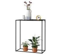 Table Console Table d'Appoint Industriel en Métal Résistant 92 x 80 x 32 cm Noir Mat