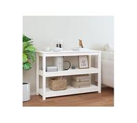 Table Console Table de Couloir Table d'Entrée Table d'Appoint Salon Salle de Séjour Maison Intérieur Blanc 110x40x74 cm Bois Massif de Pin