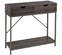 Table console table d'entrée avec 2 tiroirs en panneaux de particules coloris gris foncé et structure en métal - Longueur 80 x Profondeur 30 x Hauteur 75 cm - JUANIO - Gris G