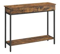 Table Console, Table d'Entrée, Bout de Canapé, avec 2 Tiroirs, Cadre en Acier, pour Entrée, Chambre, Salon, Style Industriel, Marron Rustique et Noir d'encre [UNE ENTRÉE INDUSTRIELLE RÉUSSIE]Avec 2 él