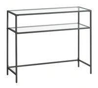 Table Console, Table d'Entrée, Bout de Canapé, Dessus de Table en Verre Trempé, Montage Facile, Pieds Réglables, pour Salon, Entrée, Couloir, Noir, transparent [Minimalisme étonnant] Faites passer vot