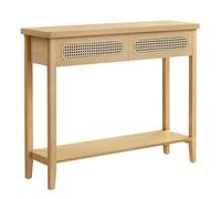 Table Console, Table d'Entrée, Bout de Canapé pour Salon, avec 2 Tiroirs, Étagère Ouverte, Coins Arrondis, Style Boho, Beige Chêne À propos de cet article[Charme bohème] Cette table console est d'une 