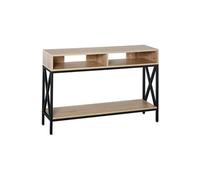 HOMCOM Table Console Table d'Entrée Industriel Multi-rangements 120 x 23,5 x 75 cm Bois Chêne