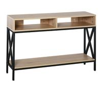 HOMCOM Table Console Table d'Entrée Industriel Multi-rangements 120 x 23,5 x 75 cm Bois Chêne