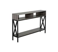 HomCom Table console d'entrée industrielle multi-rangements 120 x 23,5 x 75 cm Bois gris