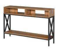 HOMCOM Table Console Table d'Entrée Industriel Multi-rangements 120 x 23,5 x 75 cm Bois Noyer