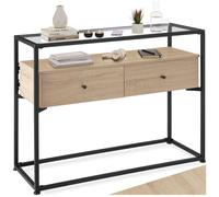 Table console - TECTAKE - Console READING au style industriel en bois et acier 101,5 x 41,5 x 80,5 cm - Bois clair