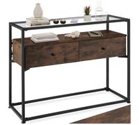 Table console - TECTAKE - Console READING au style industriel en bois et acier 101,5 x 41,5 x 80,5 cm - Bois foncé