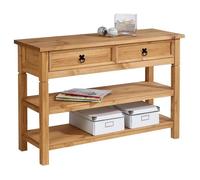 IDIMEX Console Tequila Meuble de Style Mexicain avec 2 Tiroirs et 2 Étagères, Table Console en Bois de Couleur Naturelle, Console d'Entrée Parfaite pour Votre Maison, Finition teintée/cirée
