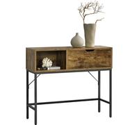 Table console Tranemo 92x30x80cm Commode Console d'appoint Structure métallique Bois foncé
