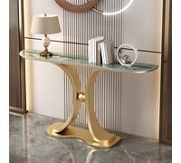 Table Console Ultra Étroite Style Luxe Léger Console Entree Plateau en Pierre Semi Circulaire Couleur Brun Rustique, pour Entrée, Couloir, Salon Mural(Green,100 * 30 * 80cm)