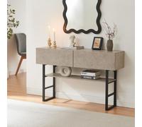 Table console 'Varberg' avec 2 tiroirs 75 x 120 x 30 cm aspect béton, clair