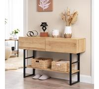 Table console 'Varberg' avec 2 tiroirs 75 x 120 x 30 cm imitation chêne