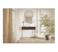 Selsey Console D'Entrée Deboute avec Tiroir À Lamelles 90 x 79 cm sur Pieds Dorés Noir Veldio