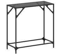 Table console - VIDAXL - 80x35x81 cm - dessus verre noir - cadre inox - fixation murale