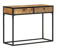 Table Console - VIDAXL - Bois de Manguier Massif - 100x35x75 cm - 2 Tiroirs - Style Industriel