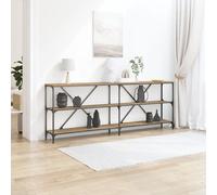 Table Console Vidaxl En Chêne Artisan De 200x30x75 Cm En Bois Composite Et En Acier