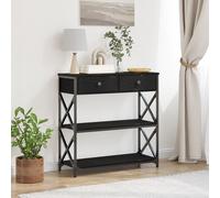 Table Console Vidaxl Noir Chêne 75x28x75 Cm Bois D'ingénierie Et Acier