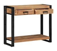 Table Console Vidaxl Noire 90x33x75 Cm En Acacia Massif Et Métal Noir