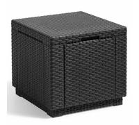 Table cube graphite - imitation rotin tressé avec rangement Youdoit