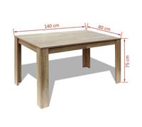 Table cuisine CLOUD, Brun Table à manger - Design Élégant - 140x80x75 cm - chêne tt283
