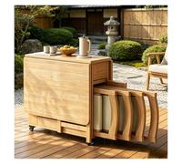 Table Cuisine en Bois Massif, Ensemble Table Extensible Et 4 Chaises, avec des Tiroirs Et des Étagères Ouvertes, Table À Manger Pliable avec roulettes, Adaptable À Tous Scénarios(Yellow)
