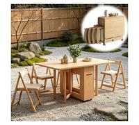 Table Cuisine, Ensemble De Table À Manger pour 4 Personnes Tables De Salle À Manger Mobile Et Pliante avec roulettes Verrouillables Et Rangement pour Un Îlot De Cuisine