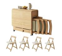 Table Cuisine, Table Pliante Interieur, avec des Tiroirs Et des Étagères Ouvertes, Tables De Cuisine 4 Personnes, pour Une Cuisines Compacte