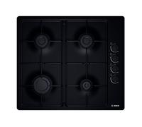 Table cuisson gaz BOSCH PBP6B6B80 - 4 foyers - L 43 x P 51 cm - Revêtement acier émaillé - Noir