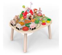 Table d’activités pour bébé de 1 an, Table sensorielle en Bois avec Labyrinthe de Perles, Formes à Trier et Circuit de Train, Jouet Montessori Ferme, Jouet éducatif pour Enfants de 12 Mois et Plus