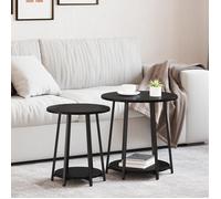 Table d appoint 2 pièces Bois Noir et Métal