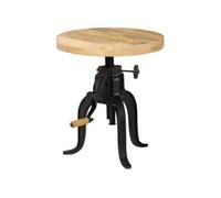 Table d appoint 45x (45 62) cm Bois de manguier massif et fonte
