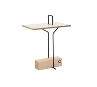 Table d’appoint Abgemahnt Socle épicéa massif plateau contreplaqué bouleau blanc 47x62x31 cm