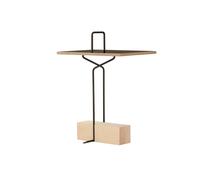 Table d’appoint Abgemahnt Socle épicéa massif plateau contreplaqué bouleau noir 47x62x31 cm