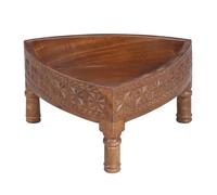 Table d’appoint basse Acheron en manguier massif sculpté, brune, 35 cm | Acheron en bois massif associe sa forme à une décoration ornementale et présente de belles sculptures travaillées à la main.