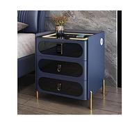Table d’appoint de Chargement sans Fil avec Serrure Table de Chevet Intelligente Table de Chevet LED avec Port USB 3 tiroirs Mangeoire de Chevet en Bois