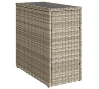 vidaXL Table d'appoint de jardin avec dessus en verre gris clair rotin, table d'appoint d'extérieur, petite table de jardin, 366189